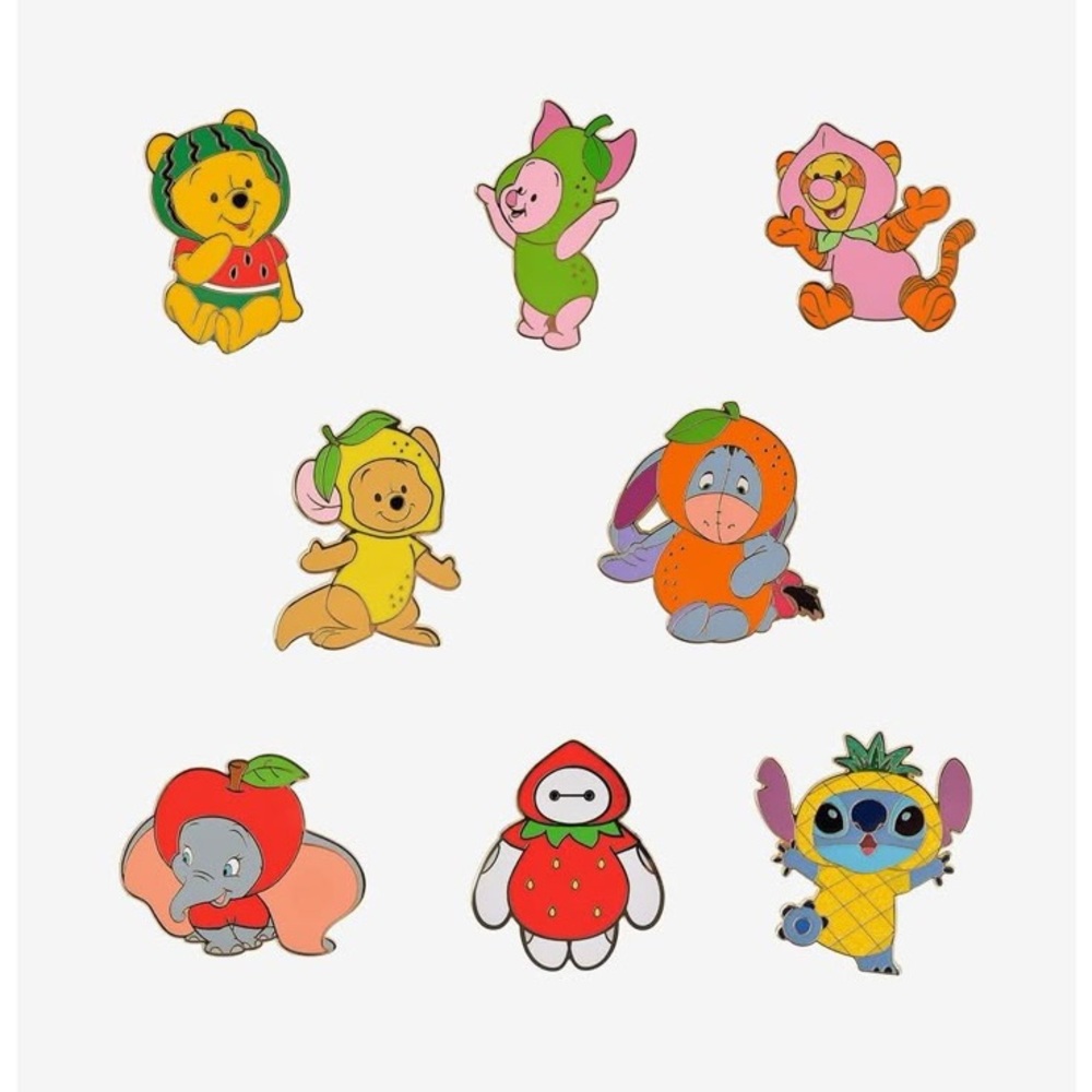 4 Disney Character Fruit Pins